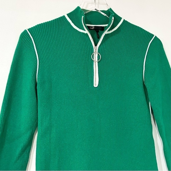Maje Ribbed Zip Front Cotton Wool Sweater in‎ Green 2 M - Picture 5 of 8